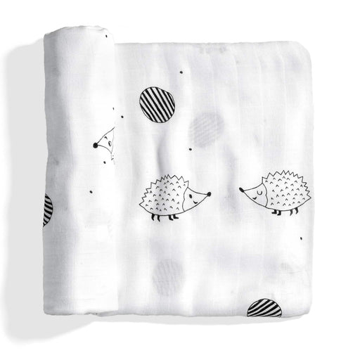 Hedgehog and mushrooms bamboo swaddle - Nature Baby Outfitter
