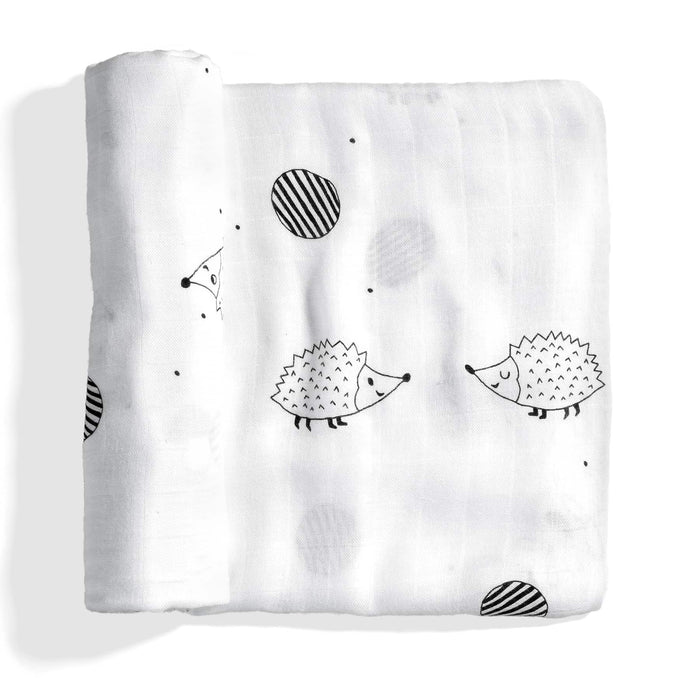 Hedgehog and mushrooms bamboo swaddle - Nature Baby Outfitter