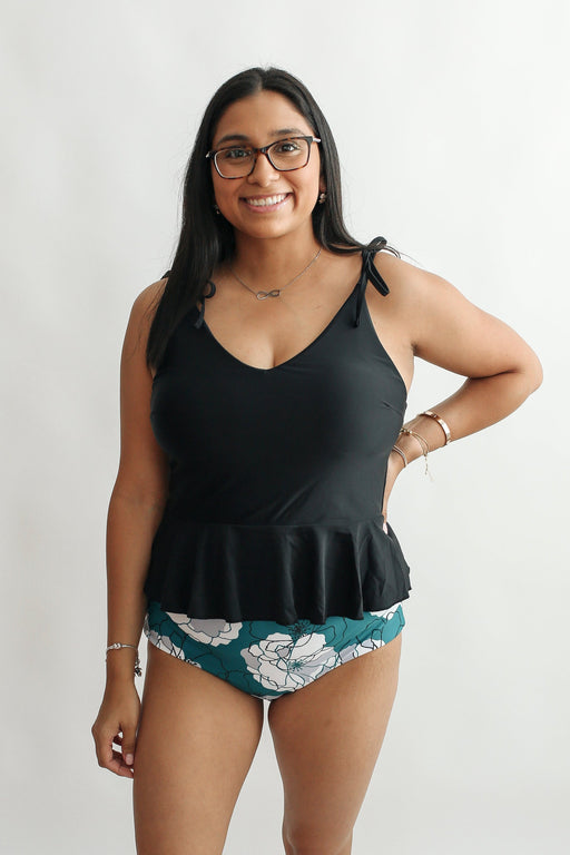 Tie Shoulder Breastfeeding Peplum Tankini Swimsuit Top - Nature Baby Outfitter