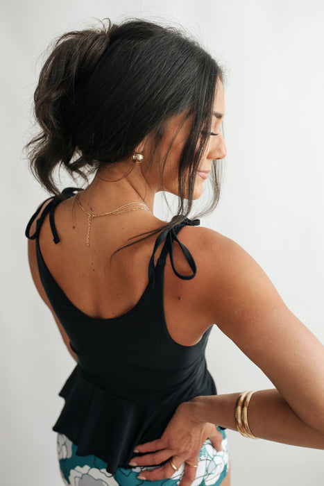 Tie Shoulder Breastfeeding Peplum Tankini Swimsuit Top - Nature Baby Outfitter