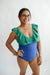 FINAL SALE Lace Up Ruffle Neck One Piece Breastfeeding Swimsuit - Blue/Green - Nature Baby Outfitter