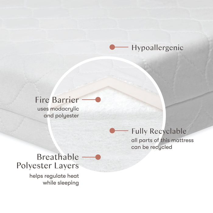 Babyletto Pure Core Mini Crib Mattress w/ Hybrid Quilted Waterproof Cover (Lightweight)