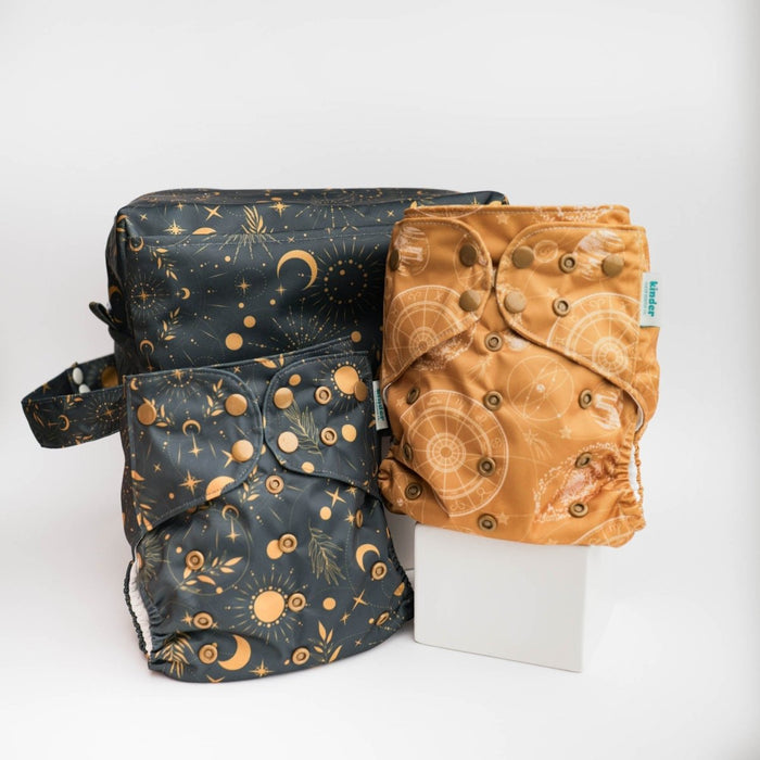 Space and Sky: Essentials Pocket Cloth Diaper with Athletic Wicking Jersey, Grows with your Baby