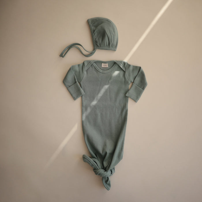 Ribbed Knotted Baby Gown - Nature Baby Outfitter