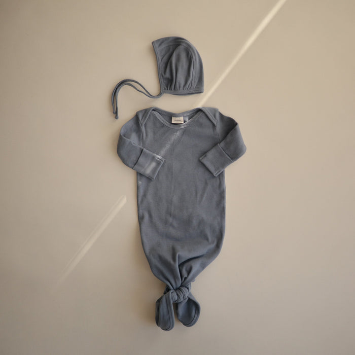 Ribbed Knotted Baby Gown - Nature Baby Outfitter