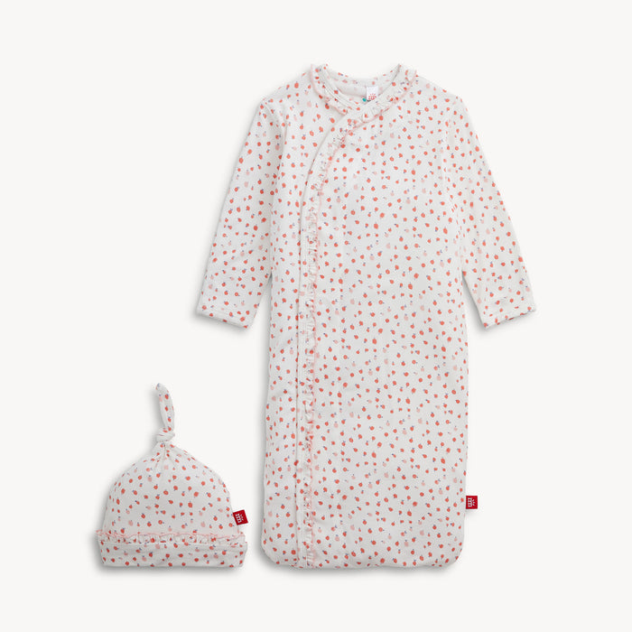 Apple Blossom Magnetic Modal Ruffle Gown + Hat Set