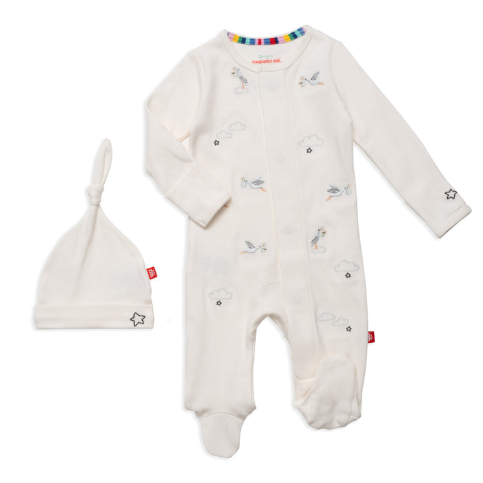 Beary Special Delivery Embroidered Organic Cotton Magnetic Footies