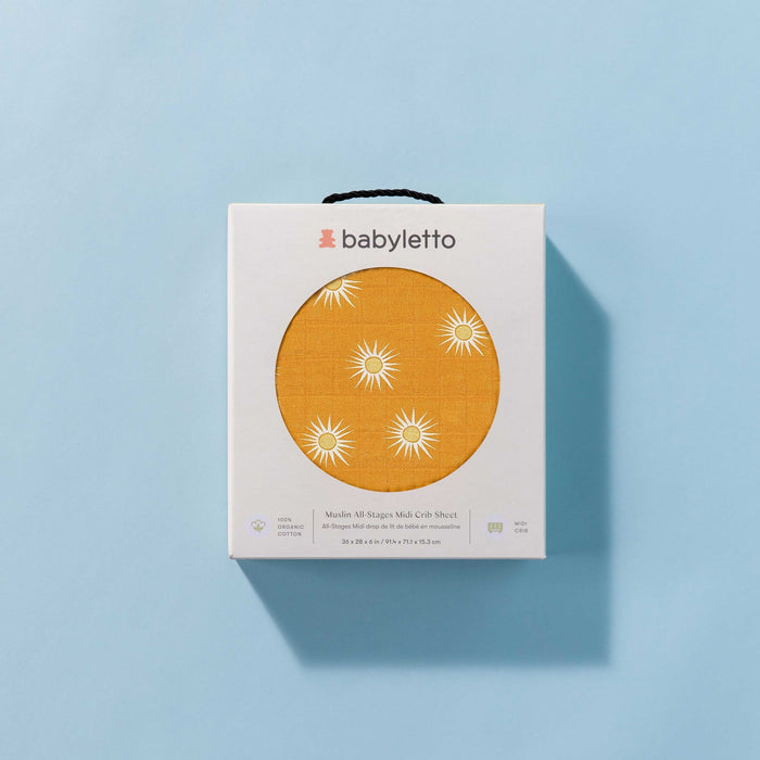 T26933,Babyletto,Golden Hour Muslin All-Stages Midi Crib Sheet in GOTS Certified Organic Cotton