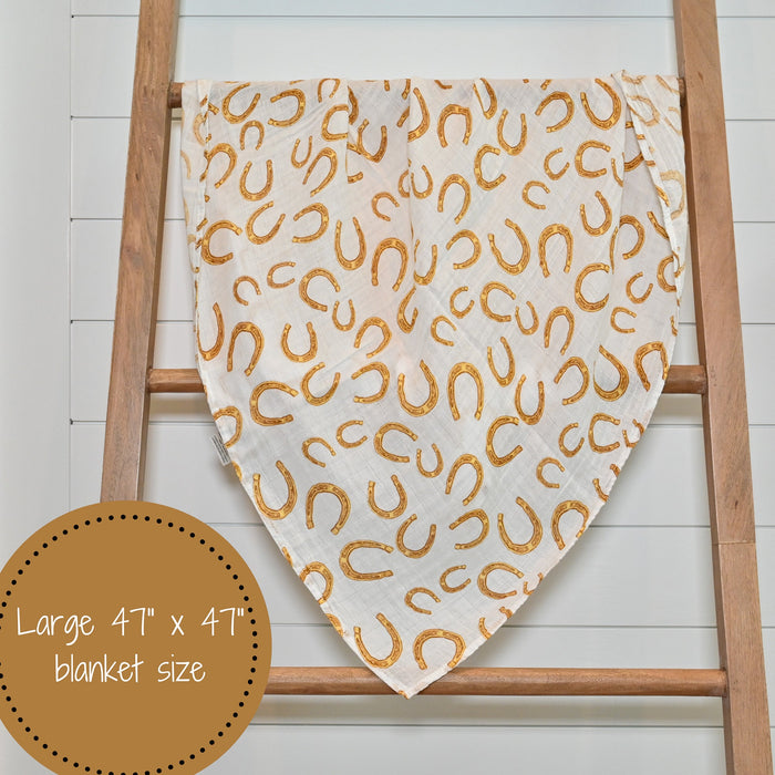 Lucky Horseshoe Swaddle Blanket