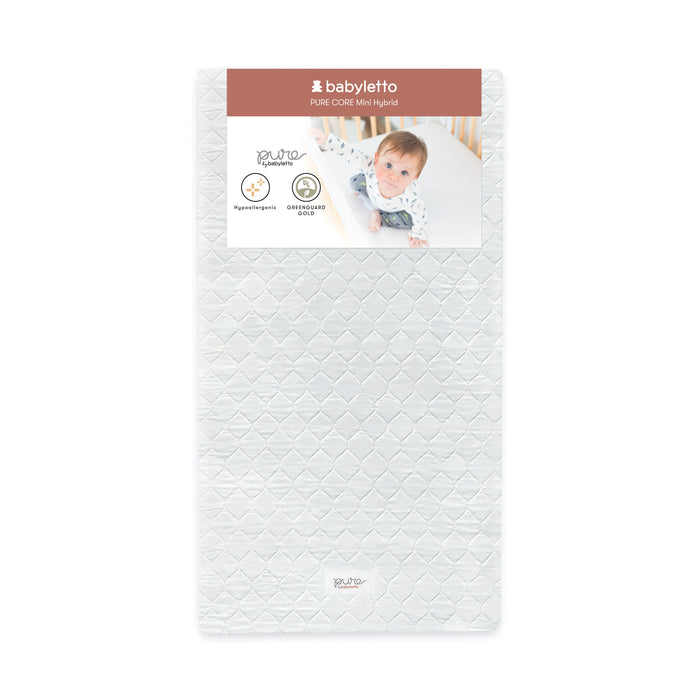 Babyletto Pure Core Mini Crib Mattress w/ Hybrid Quilted Waterproof Cover (Lightweight)