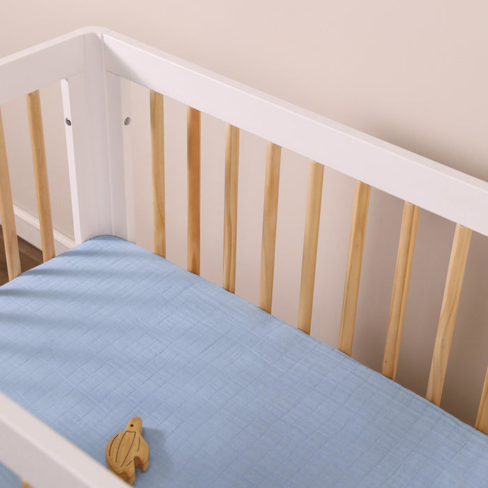 T29636DP,Babyletto,Dewdrop Muslin Mini Crib Sheet in GOTS Certified Organic Cotton