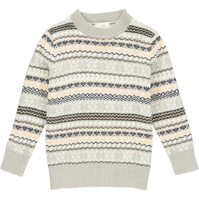 Gray & Beige Fair Isle Oslo Sweater