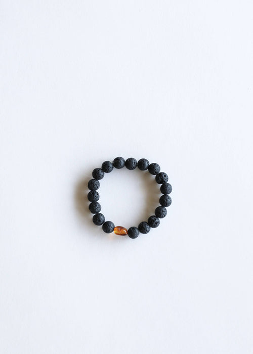 Baltic Amber + Lava Stone Bracelet