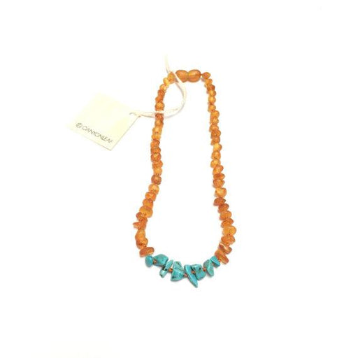 CanyonLeaf - Raw Amber + Raw Turquoise Howlite || Necklace - Nature Baby Outfitter