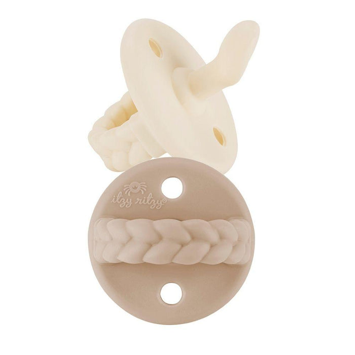 Toast & Buttercream Braid Sweetie Soother Orthodontic Silicone Pacifiers - 2 Pack | Itzy Ritzy