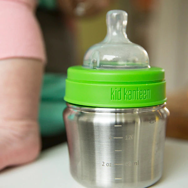 Brushed Stainless Baby Bottle with Slow Flow Nipple