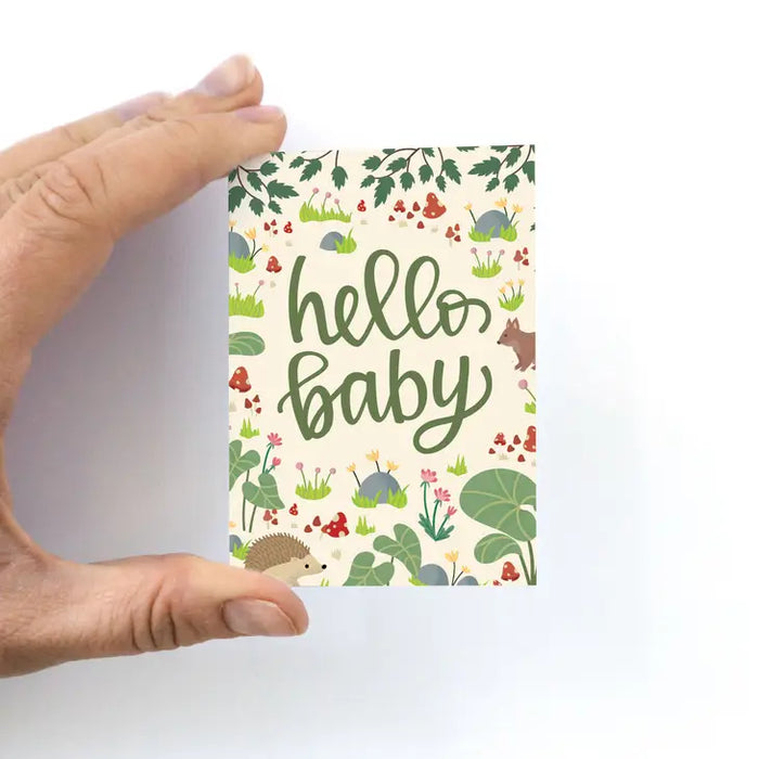 Woodland Forest 'Hello Baby' Baby Shower Mini Card