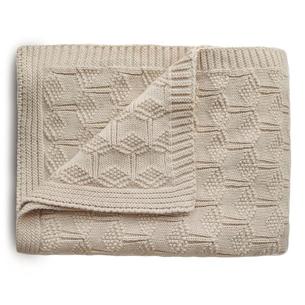Beige Knitted Honeycomb Baby Blanket - Nature Baby Outfitter