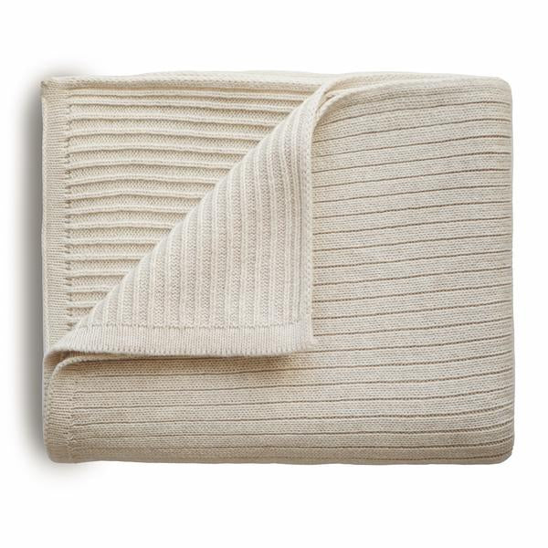 Beige Melange Knitted Ribbed Baby Blanket - Nature Baby Outfitter