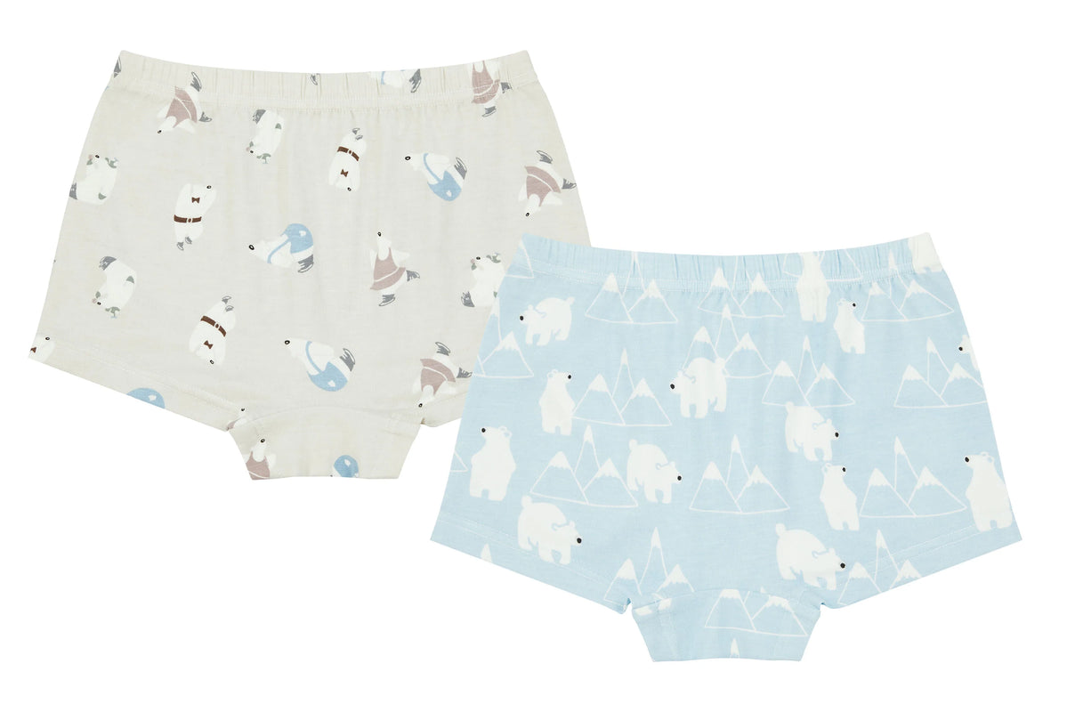 Polar Bear Bamboo Girls Boy Short Underwear 2 Pack Nature Baby