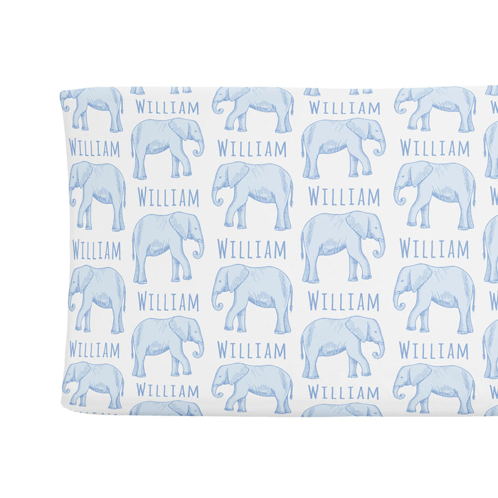Personalized Changing Pad Cover - Elephant Blue | Sugar + Maple