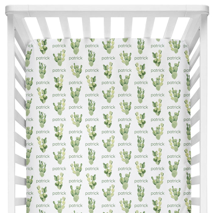 Personalized Crib Sheet - Cactus | Sugar + Maple