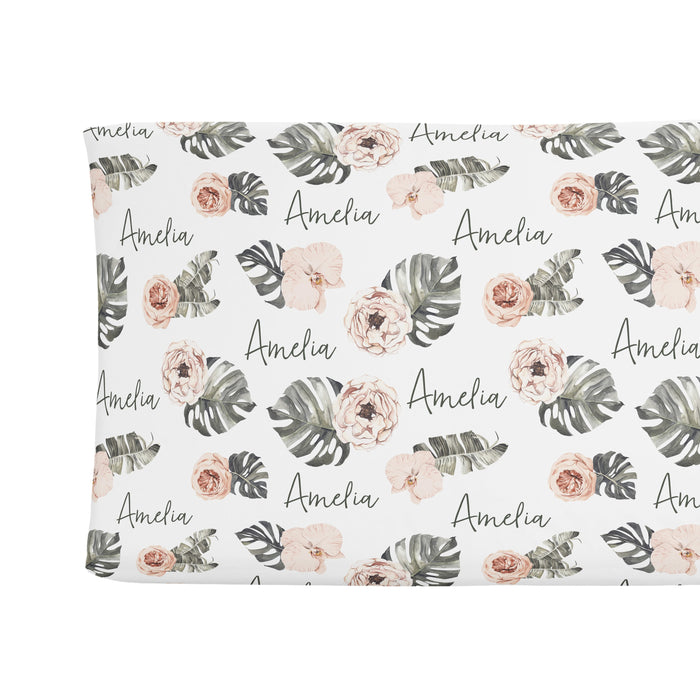 Personalized Changing Pad Cover - Tropical Boho Floral | Sugar + Maple