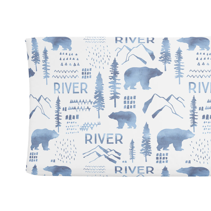 Personalized Changing Pad Cover - Woodland Blue | Sugar + Maple