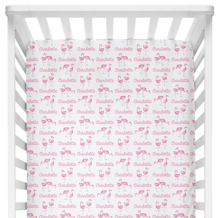 Personalized Crib Sheet - Flamingo | Sugar + Maple