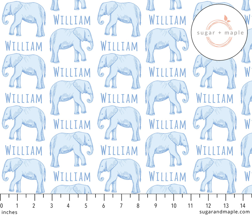 Personalized Small Stretchy Blanket - Elephant Blue | Sugar + Maple