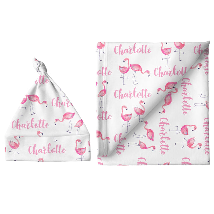 Personalized Large Blanket & Hat Set - Flamingo | Sugar + Maple