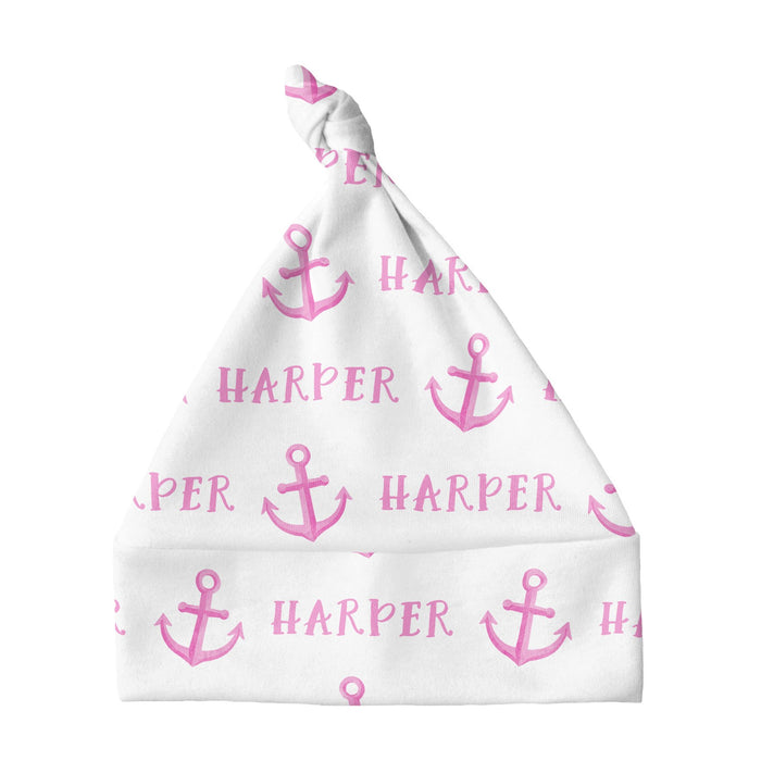 Personalized Knotted Baby Hat - Anchor Pink | Sugar + Maple