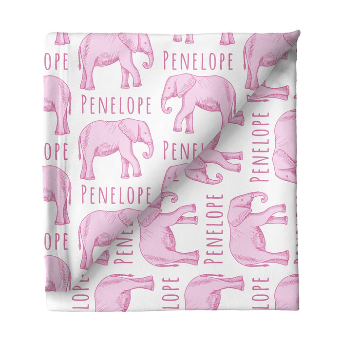 Personalized Large Stretchy Blanket - Elephant Pink | Sugar + Maple