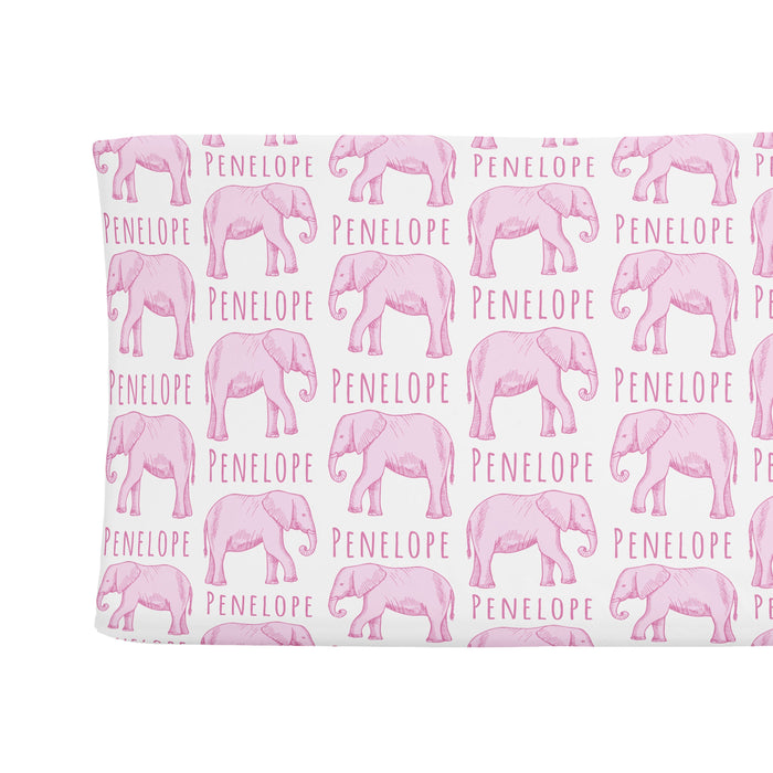 Personalized Changing Pad Cover - Elephant Pink | Sugar + Maple