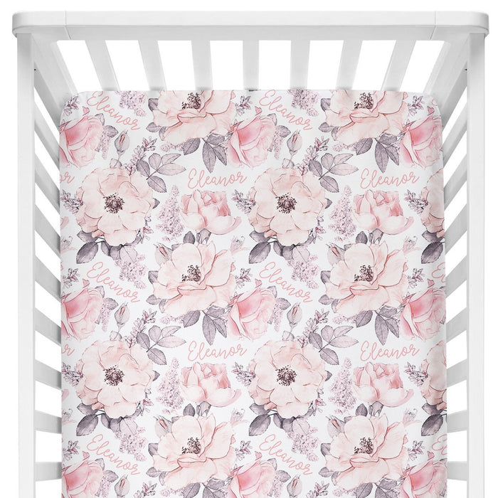 Personalized Crib Sheet - Wallpaper Floral | Sugar + Maple