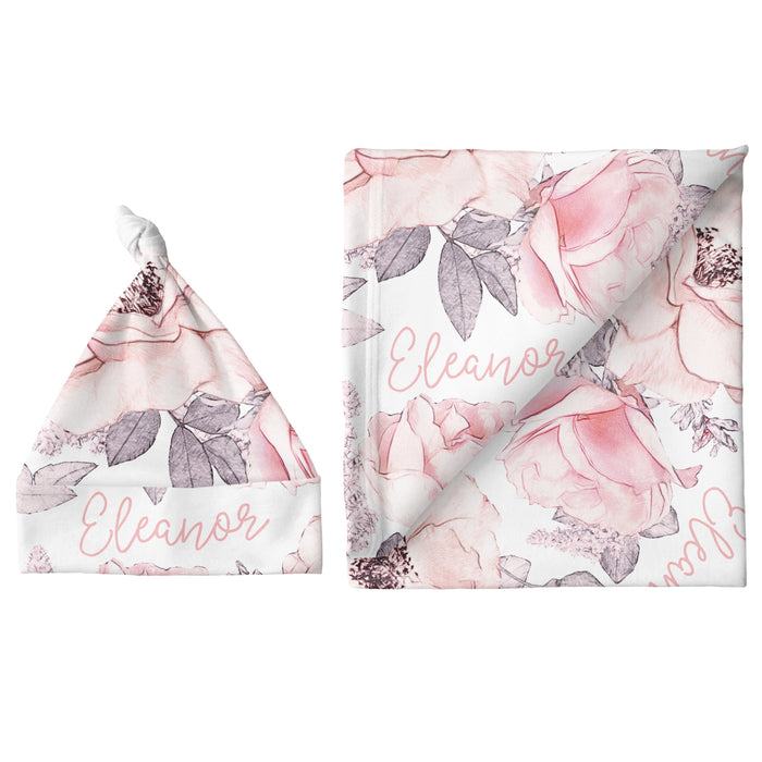 Personalized Small Blanket & Hat Set - Wallpaper Floral | Sugar + Maple