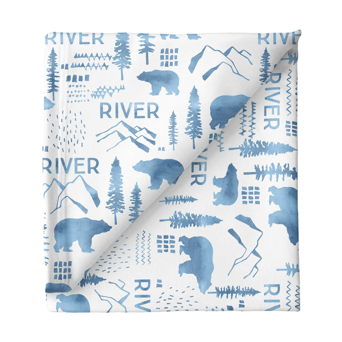 Personalized Large Stretchy Blanket - Woodland Blue | Sugar + Maple