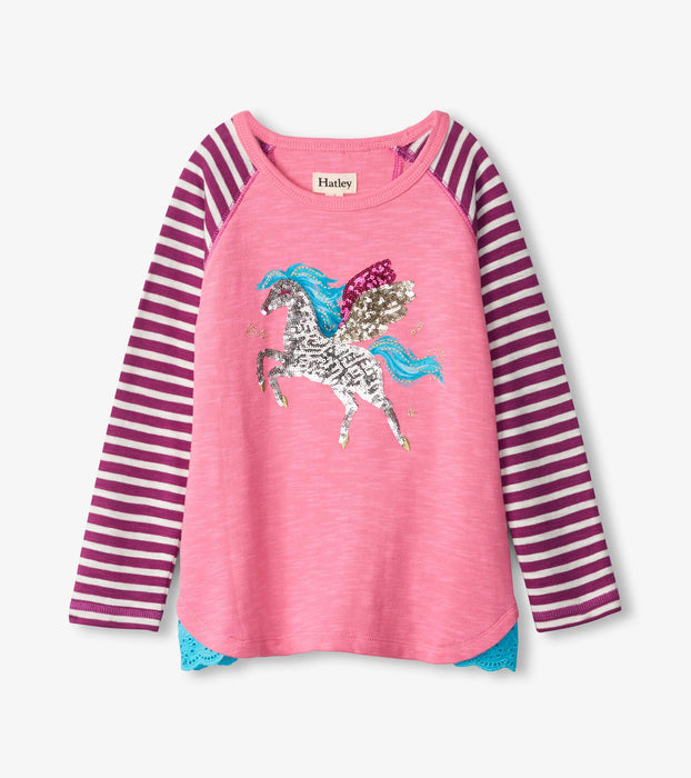 Pink Pegasus Raglan Long Sleeve Top